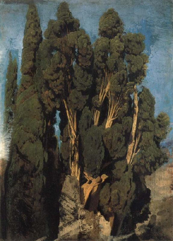 Oswald achenbach Cypresses in the Park at the Villa d-Este